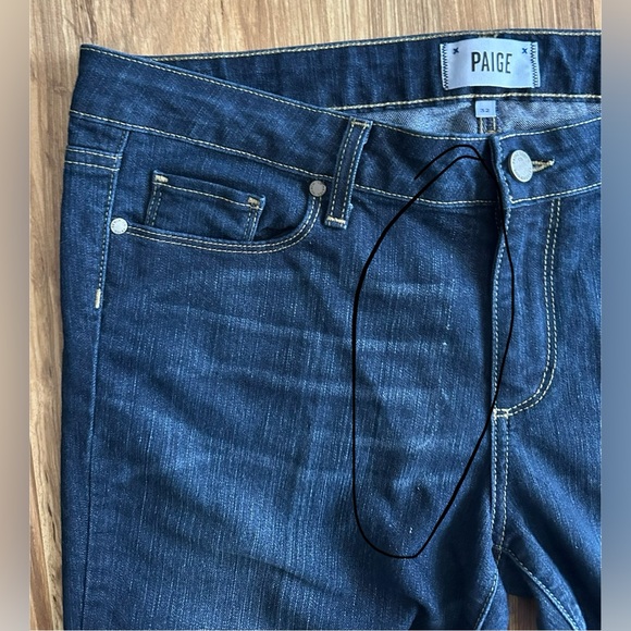 Paige Canyon Baby Boot Jeans Mid Rise Dark Wash Blue Size 32 - Picture 11 of 11